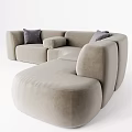 Comfortable Modern Beige Sectional Sofa With Gray Pillows And L Shaped Design 3d model