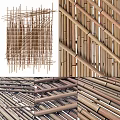 Intricate Bamboo Woven Pattern Design With Vertical And Horizontal Strips Texture 3d model