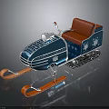 Blue Sleigh With Red Seat Snowflake Patterns Orange Skis And Tracks