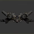 Post Apocalyptic Sci Fi Game Character With Mechanical Wings Damaged Armor And Yellow Goggles 3d model