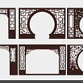 Traditional Chinese Wooden Door Arches With Carved Lattice And Classical Design Elements