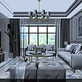 Elegant Modern Light Luxury Living And Dining Room With Cozy Furniture And Bright Window View