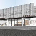 Modern Cultural Tourism Manufacturing Storefront With Glass Curtain Wall Metal Mesh And Entrance Design