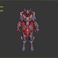 Fantasy Armored Character With Blue Red Armor And Horned