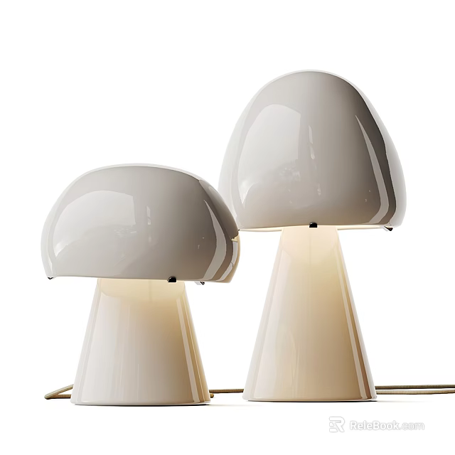 Modern White Mushroom Shaped Table Lamps With Smooth Curved Design for Home Decor 3d model 