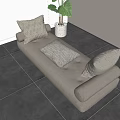 Light Gray Sofa With Three Throw Pillows Green Plant Near White Blinds On Gray Floor