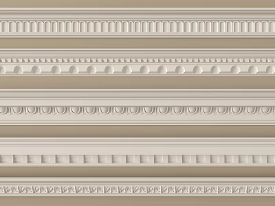 Various Decorative Ceiling Moldings With Intricate Patterns For Interior Design 3d model