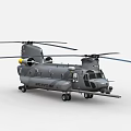Twin Rotor Military Transport Helicopter With Gray Body Landing Gear And Static