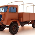 Vintage Orange Truck With Open Cargo Bed And Metal Railings Design
