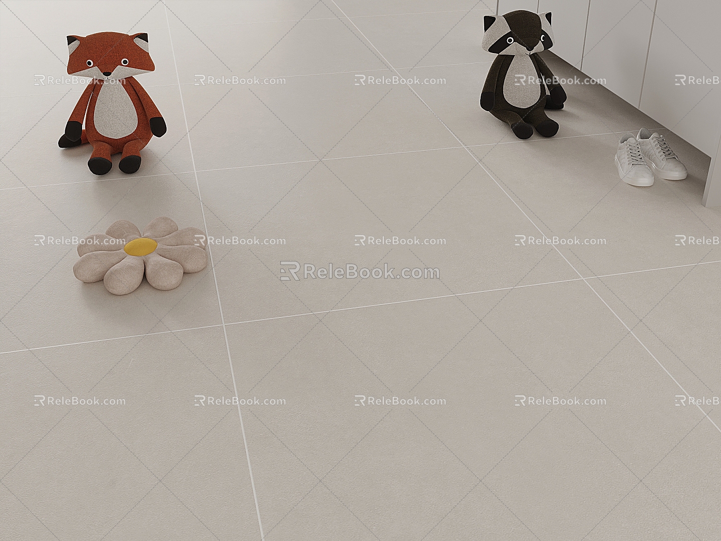 Modern Cream Style Antique Cement Soft Light Floor Tile Plush Toy Cream Antique Cement Soft Light Floor Tile 3d model