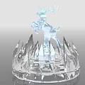 Artistic Crystal Deer Sculpture With Leaping Pose And Spiked Decorative Base
