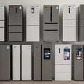 Various Modern Refrigerators and Freezers with Different Designs and Colors for Home Kitchen