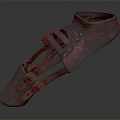Vintage Leather Greave With Metal Buckles Straps And Distressed Texture