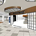 Shopping Mall Hall Interior Featuring Supermarket Vegetable Section Columns Stairs And Checkerboard Floor