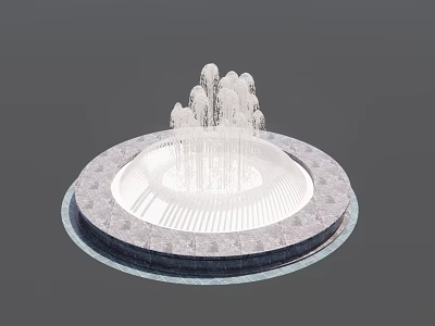 Ornamental Outdoor Fountain With Circular Stone Base And Multiple Water Jets 3d model