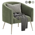 Gray Accent Chair with Navy Pillow Gray Throw Blanket and Metal Legs Three Colors Options