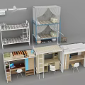 Space Saving Bunk Bed Designs With Desk Storage And Ladder 3d model