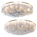 Modern White Ceiling Light With Elegant Pleated Texture And Gold Frame 3d model