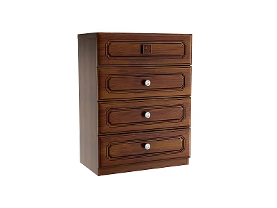 Classic Wooden Chest of Drawers with Four Drawers and Silver Knobs Home Furniture 3d model