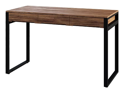 Modern Dressing Table With Wooden Top Three Drawers And Black Metal Frame 3d model