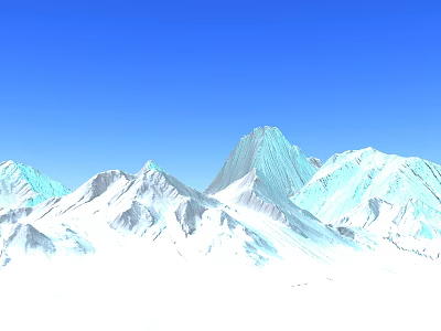 Garden Landscape With Snow Capped Mountains And Clear Blue Sky 3d model