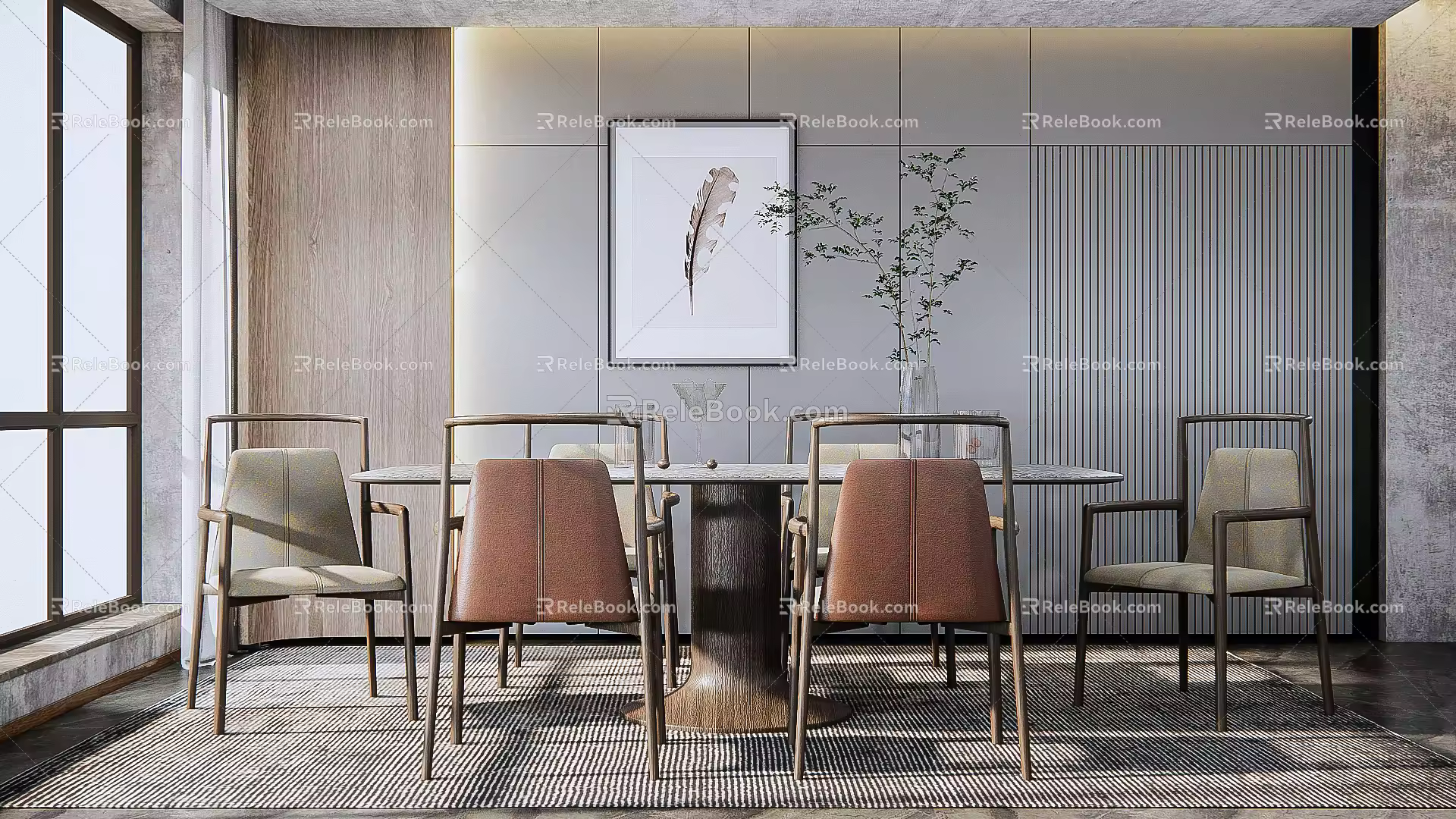 New Chinese Dining Table and Chair Combination 3d model