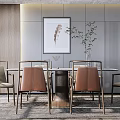 New Chinese Dining Table and Chair Combination 3d model