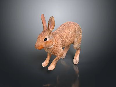 Realistic Brown Rabbit Sculpture With Lifelike Features And Detailed Fur 3d model