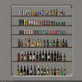 Elegant Wine Bottles And Glasses Display On Multiple Shelves In Home Bar