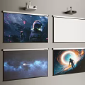 Projection Monitoring Setup With Multiple Projector Screens Displaying Various Scenes And Content