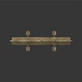 Traditional Red Japanese Torii Gate With Wooden Structure And Gold Accents