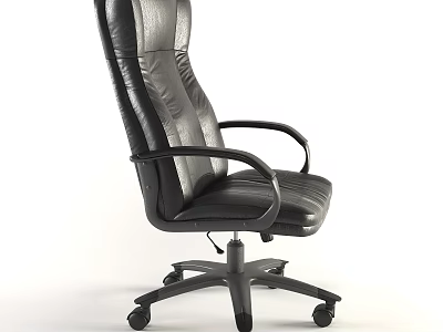 High Back Leather Office Chair With Adjustable Armrests And Rolling Wheels 3d model