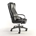 High Back Leather Office Chair With Adjustable Armrests And Rolling Wheels