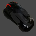 Black Compact Car With Red Accent Modern Sleek Futuristic Exterior Design