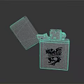 Shiny Metallic Lighter with Open Lid and Dragon Pattern as Daily Household Utility