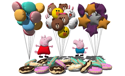 Modern Balloon Piggy Paige Toy Balloon 3d model