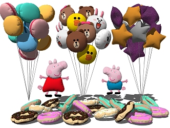 Modern Balloon Piggy Paige Toy Balloon 3d model