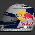 Weapon Helmet Red Bull Gives You Wings Silver Blue Metallic Reflective Design