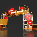 Love In A City Themed Decorative Display With Golden Frames And Red Heart