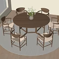 Tradition Quiet Ancient Style Dining Table and Chair Combination 3d model