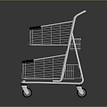 Metal Shopping Cart With Two Tier Basket Red Handle And Wheels