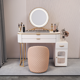 Light Luxury Dressing Table Dressing Table Stool Combination 3d model