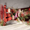 811KB New Chinese Cloth Mantle Display Area Wedding Syph Master and PS Design Material Effect Diagram 3d model