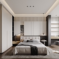 Modern Black and White Simple Bedroom Master Bedroom 3d model