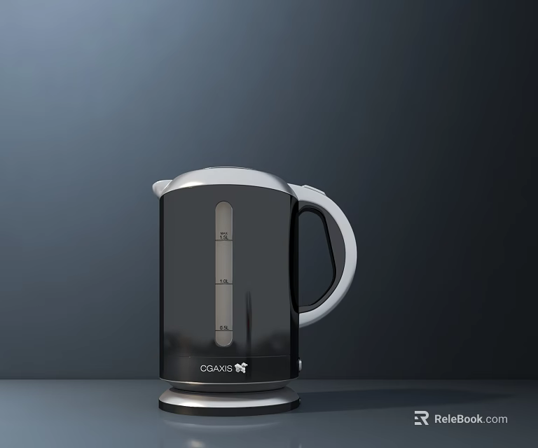 Modern Black Silver Electric Kettle With GRANDT Brand And Water Level Indicator 3d model 