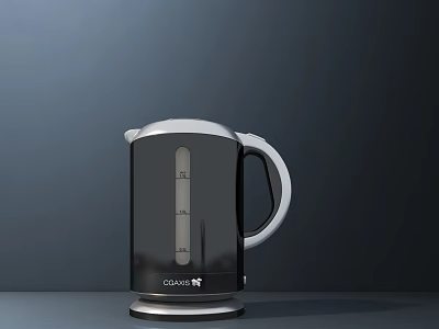 Modern Black Silver Electric Kettle With GRANDT Brand And Water Level Indicator 3d model