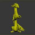 White Fantasy Dragon Character With Pink Accents Standing Long Tail