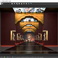 Sacred Religious Hall With Buddha Statue Mural Art And Golden Arched Decorations
