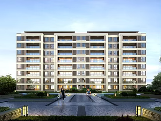 Modern Residential Building Multi-storey House 3d model