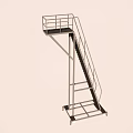 Sturdy Metal Mobile Platform With Ladder Railings And Lockable Wheels 3d model